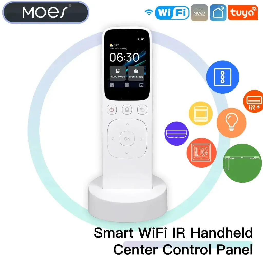 MOES Tuya Smart Handheld Central Control Panel, Touch Screen, IR Remote Controller, Wi-Fi