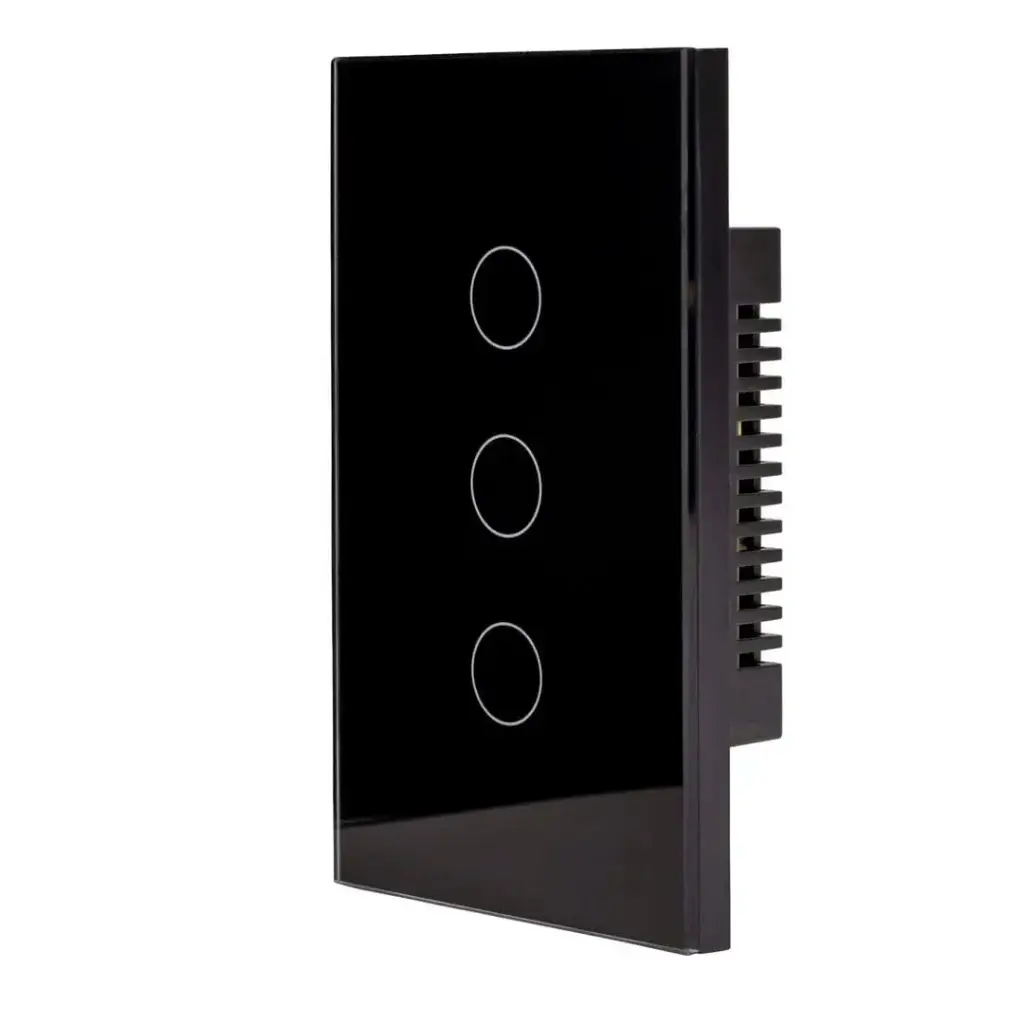 Tuya 3 Gang Smart Light Switch, Black, Wi-Fi