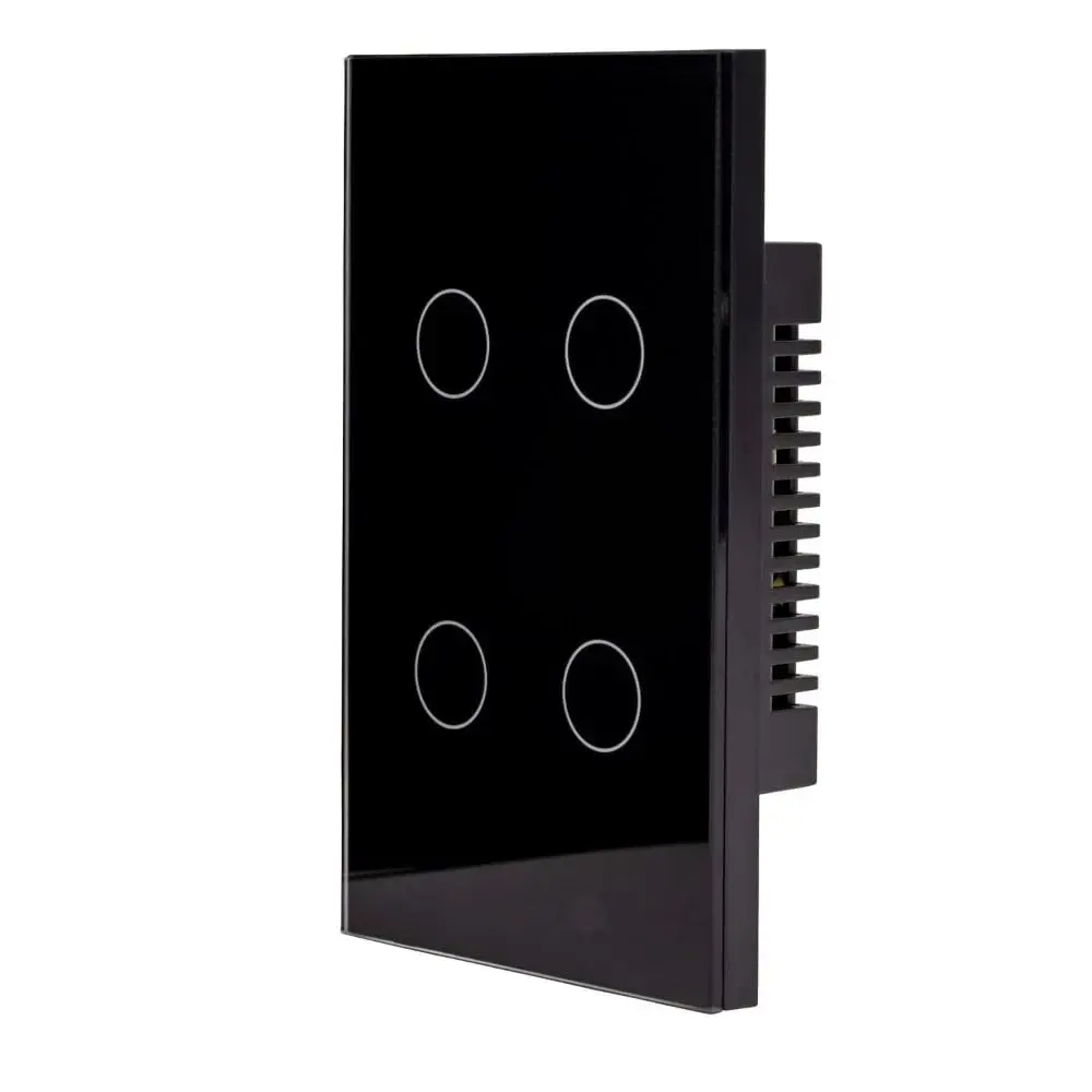 Tuya 4 Gang Smart Light Switch, Black, Wi-Fi