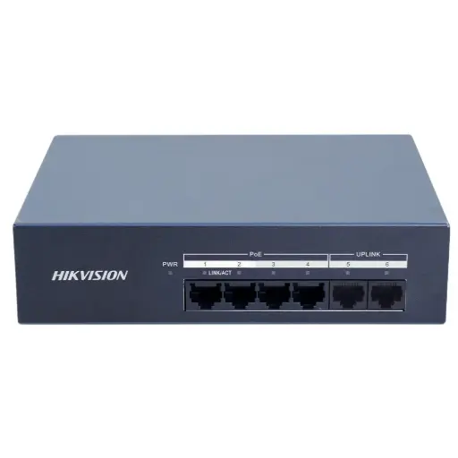 [DS-XS06G-P] Hikvision DS-XS06G-P 4-Port PoE 10/100/1000Mbps, 2 Uplink 10/100/1000