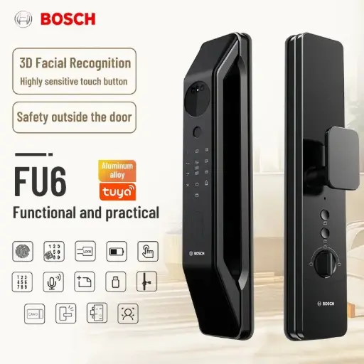 [FU8] Bosch Smart Door Lock FU8 3D Face Cat Eye Tuya APP, Face ID, Fingerprint, Password, Card, Two-Way-Audio