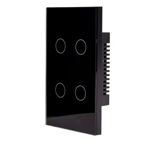 [4-Gang(Black)] Tuya 4 Gang Smart Light Switch, Black, Wi-Fi