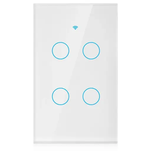 [4-Gang(White)] Tuya 4 Gang Smart Light Switch, White, Wi-Fi